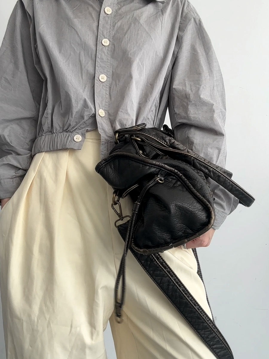Retro læder tote taske