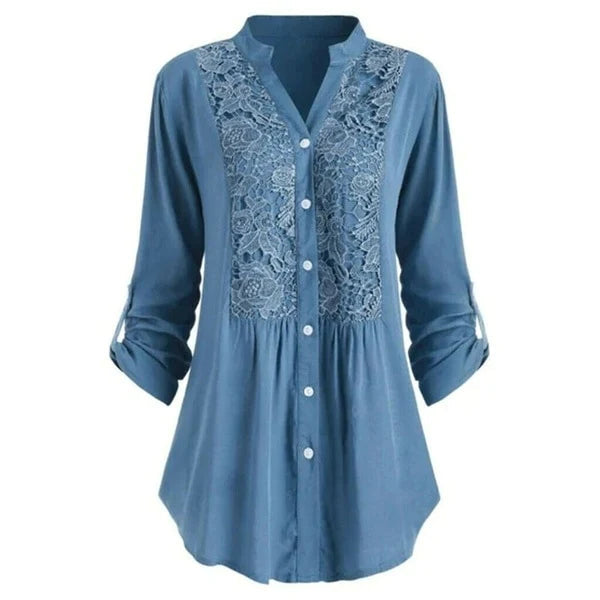 Renate | Lang bluse med puffærmer