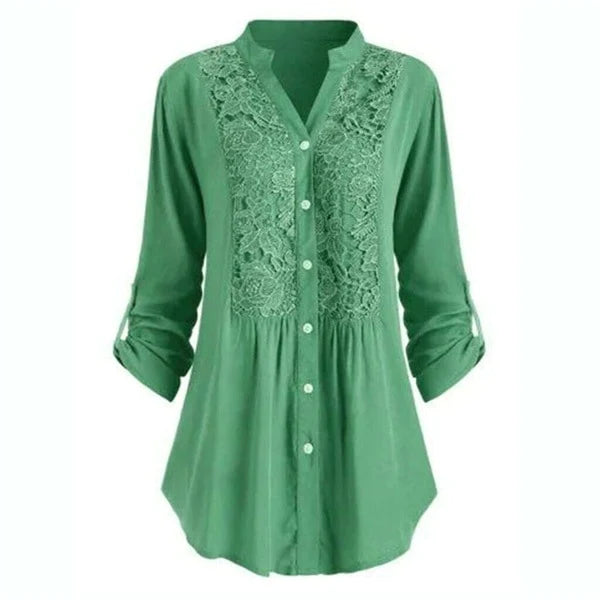 Renate | Lang bluse med puffærmer