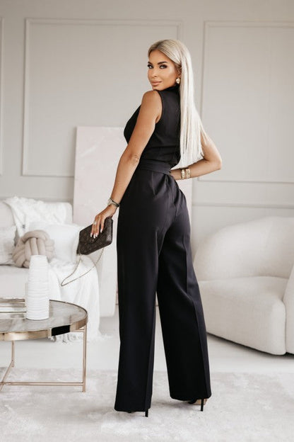 Angela | Ærmeløs flared jumpsuit med V-udskæring
