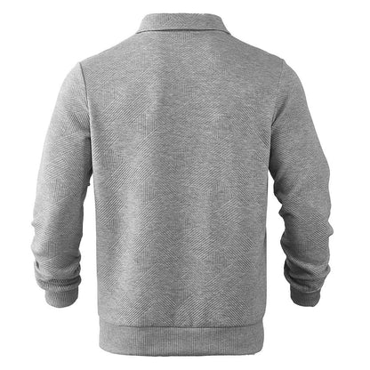 Arne | Retro Zip-Pullover med Diskret Mønster og Old-Money Flair