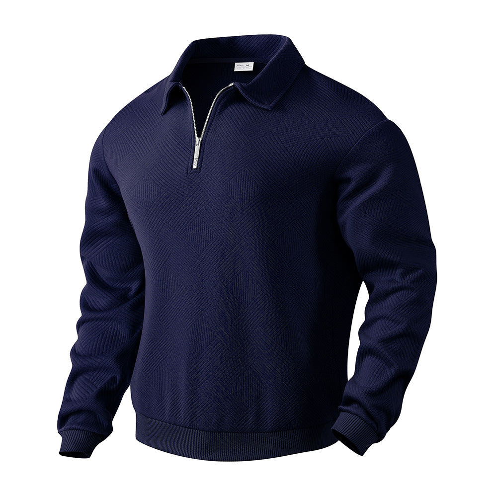 Arne | Retro Zip-Pullover med Diskret Mønster og Old-Money Flair