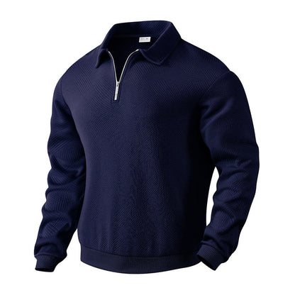 Arne | Retro Zip-Pullover med Diskret Mønster og Old-Money Flair