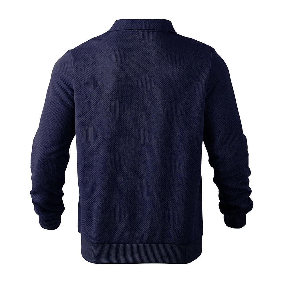 Arne | Retro Zip-Pullover med Diskret Mønster og Old-Money Flair