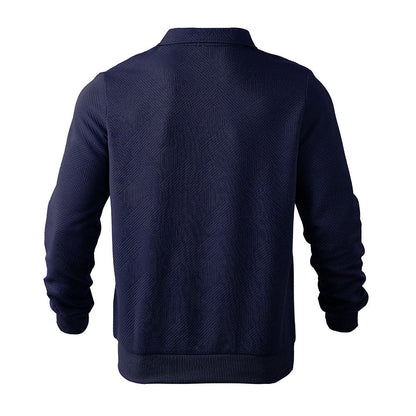 Arne | Retro Zip-Pullover med Diskret Mønster og Old-Money Flair