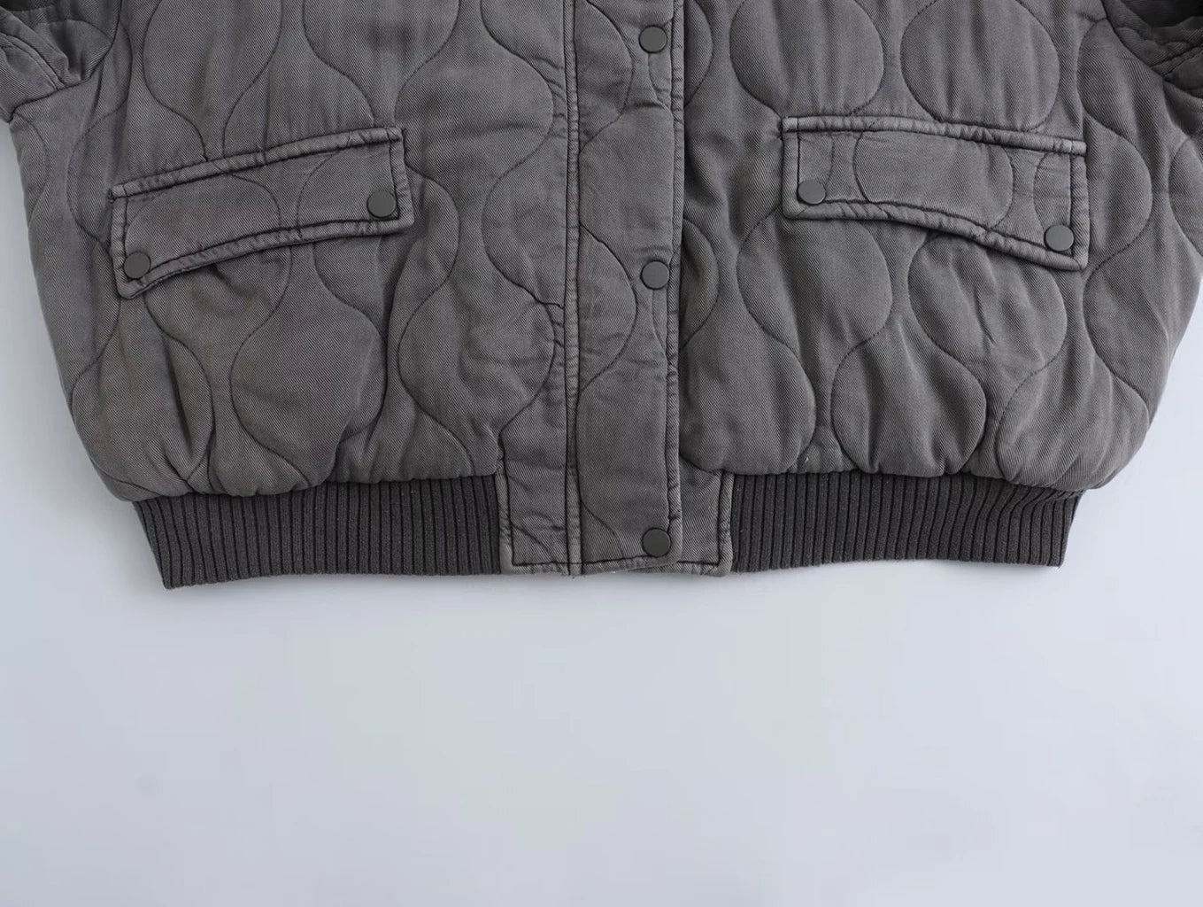 Maxime | Polstret Oversized Bomberjakke i Vintagegrå
