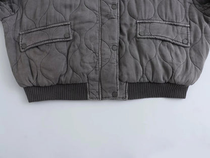 Maxime | Polstret Oversized Bomberjakke i Vintagegrå