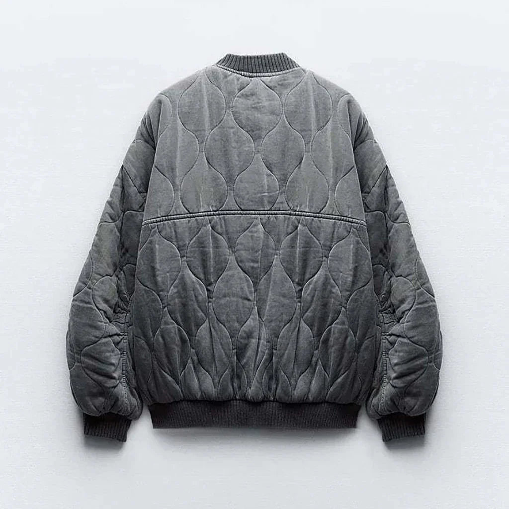Maxime | Polstret Oversized Bomberjakke i Vintagegrå
