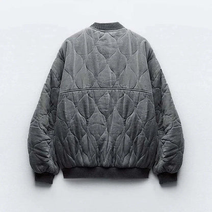 Maxime | Polstret Oversized Bomberjakke i Vintagegrå