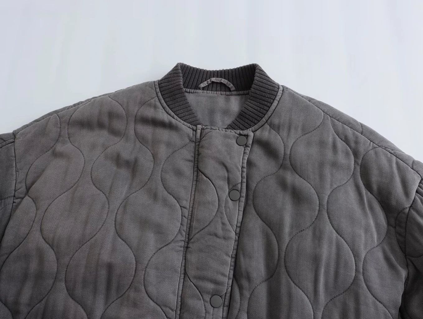 Maxime | Polstret Oversized Bomberjakke i Vintagegrå