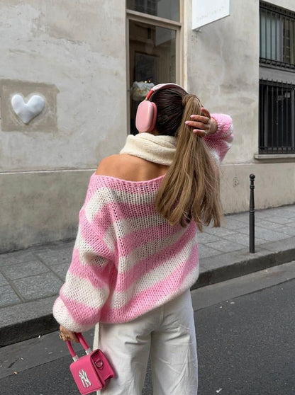Aida | Strikket sweater med striber – tidløs & hyggelig