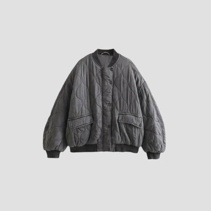 Maxime | Polstret Oversized Bomberjakke i Vintagegrå