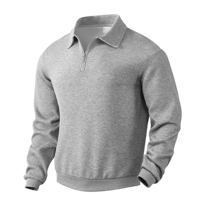 Arne | Retro Zip-Pullover med Diskret Mønster og Old-Money Flair