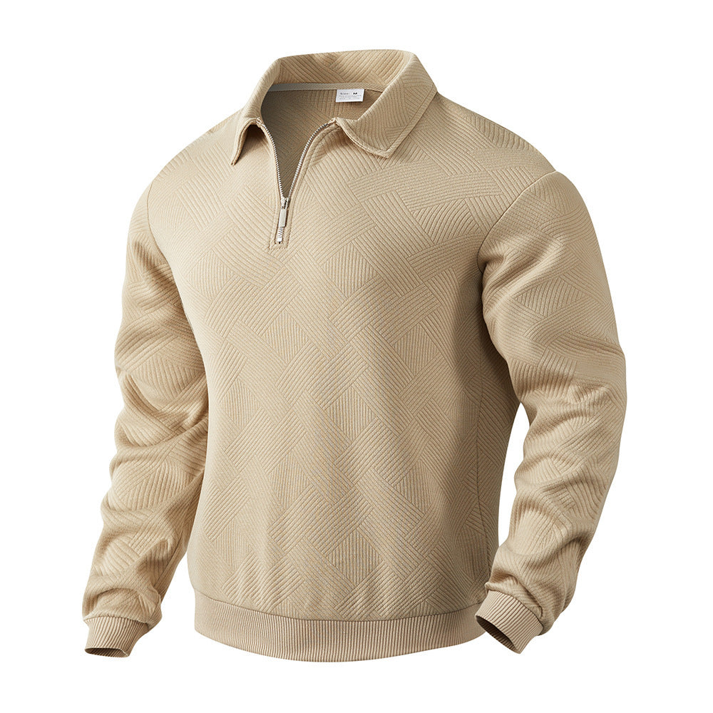 Arne | Retro Zip-Pullover med Diskret Mønster og Old-Money Flair