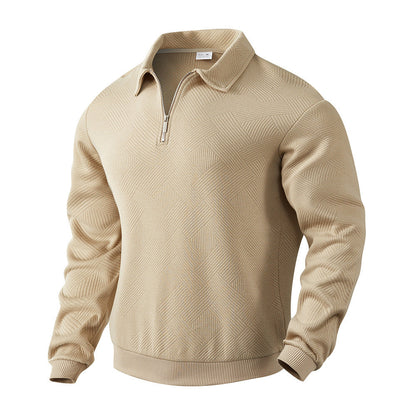 Arne | Retro Zip-Pullover med Diskret Mønster og Old-Money Flair