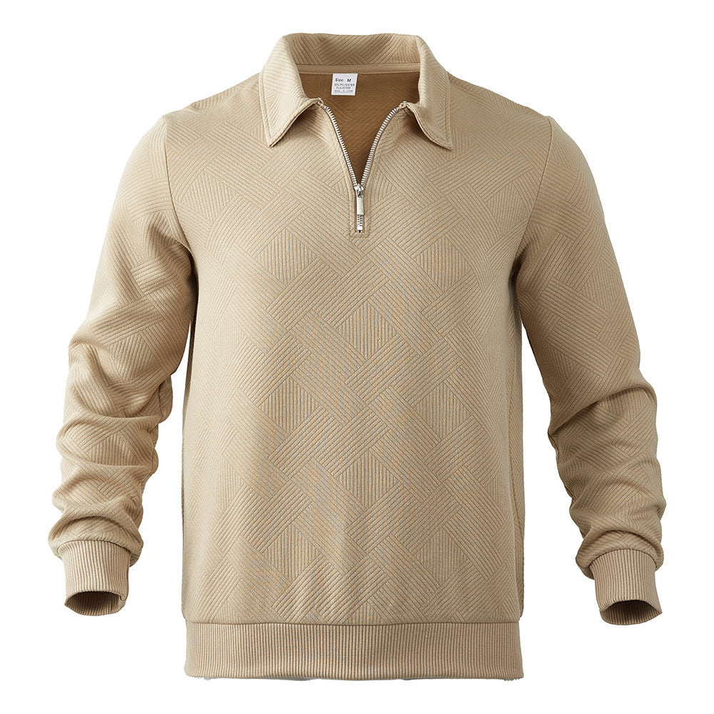 Arne | Retro Zip-Pullover med Diskret Mønster og Old-Money Flair