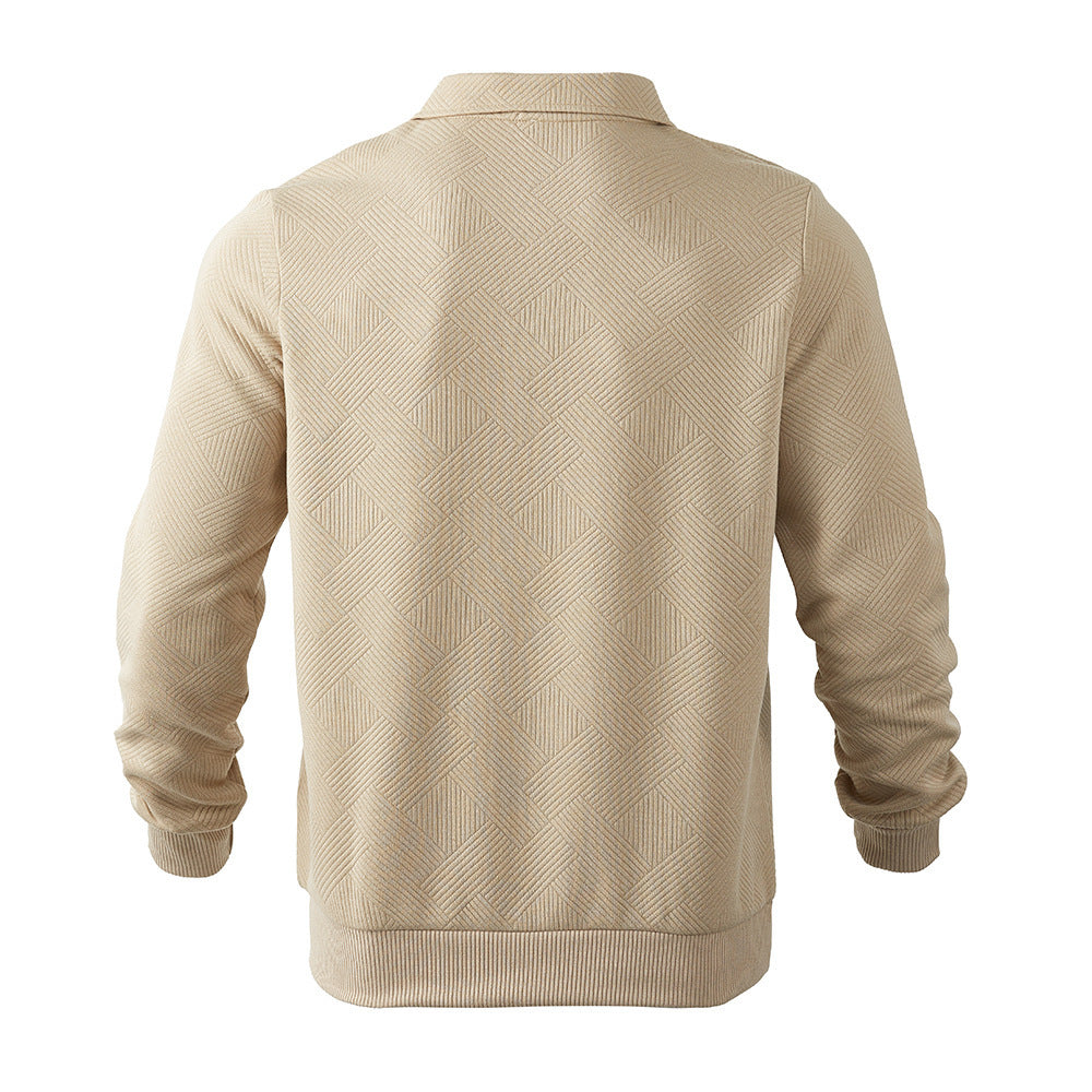 Arne | Retro Zip-Pullover med Diskret Mønster og Old-Money Flair