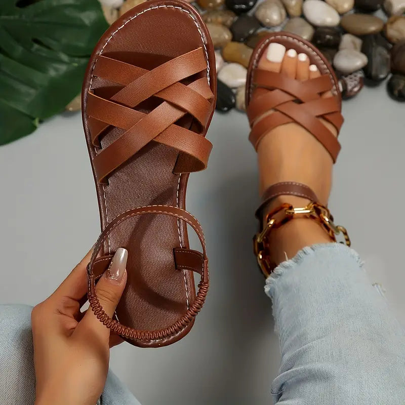 Paula | Flettede flade sandaler